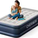 CHERIMOR Twin Air Mattress with Built in Pump, 18 Raised Thick Inflatable Bed, 440lb Comfort Support, Inflatable Blow Up Mattress with Carry Bag for Camping, Fast Self-Inflating Air Bed for Guest&Home