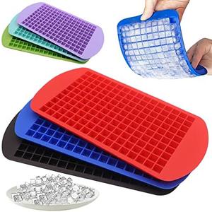 Silicone Mini Ice Cube Trays 3 Pack, 160 Crushed Ice Cube Molds Easy Release Small Ice Cube for Chilling Whiskey Cocktail, Kitchen Gadgets Stackable Ice Trays, Specialty Accessories Tool for Freezer