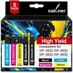 Remanufactured Ink Cartridge Replacement for Epson 822XL Ink Cartridges 822 XL T822 High Yield Latest Upgrade for Epson Workforce Pro WF-3820 WF-4830 WF-4820 WF-4830 WF-4833 Printer 822XL (5 Pack)