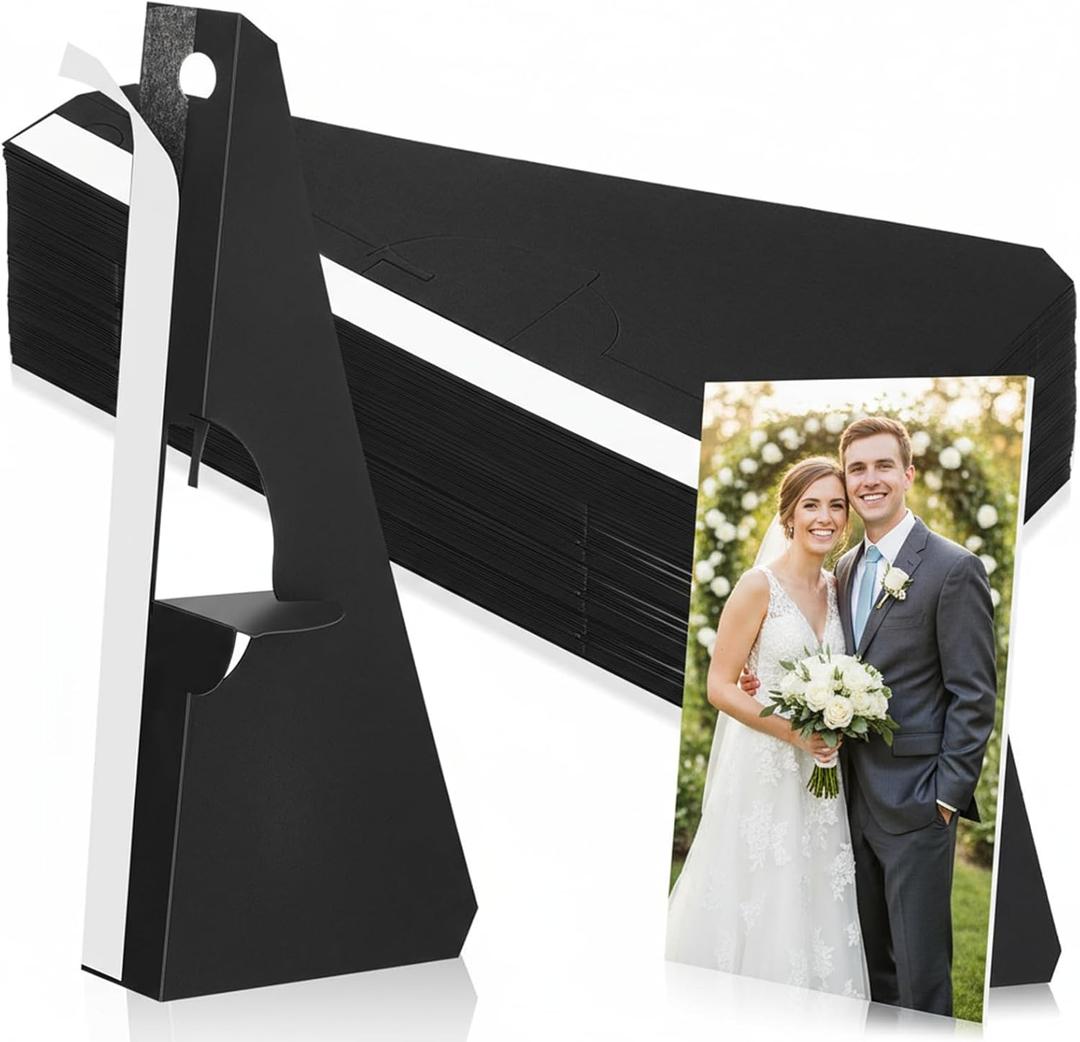 Marspark 12 Pack Poster Stand Self Stick Easel Back Poster Board Stand Convenient Peel and Stick Self Adhesive Easels Display Cardboard Sign (12 Inch) (Black)