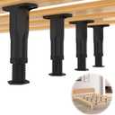 Yuleimy Replacement Bed Slats Support Legs, Adjustable Height 8.3-14.5 Inch Bed Support Leg for Queen King Beds, Non-Scratch Plastic Legs, 4 Pack