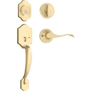 Haidms Gold Front Door Handle and Deadbolt Set, Front Door Lock Set, Gold Entry Door Locksets with Deadbolt Single Cylinder, Exterior Door Handle with Reversible Handle Lever