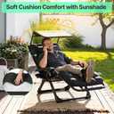 Suteck Zero Gravity Chair with Canopy, Reclining Camping Lounge Chair w/Removable Cushion, Upgraded Lock and Cup Holder, Reclining Patio Chairs Folding Recliner for Indoor and Outdoor, 26Inch