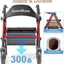 SOUNDFUSE Rollator Walkers for Seniors with Seat, Foldable Lightweight Rolling Walker with 8" Big PU Wheels, Ergonomic Seat, Dual Height Adjustment