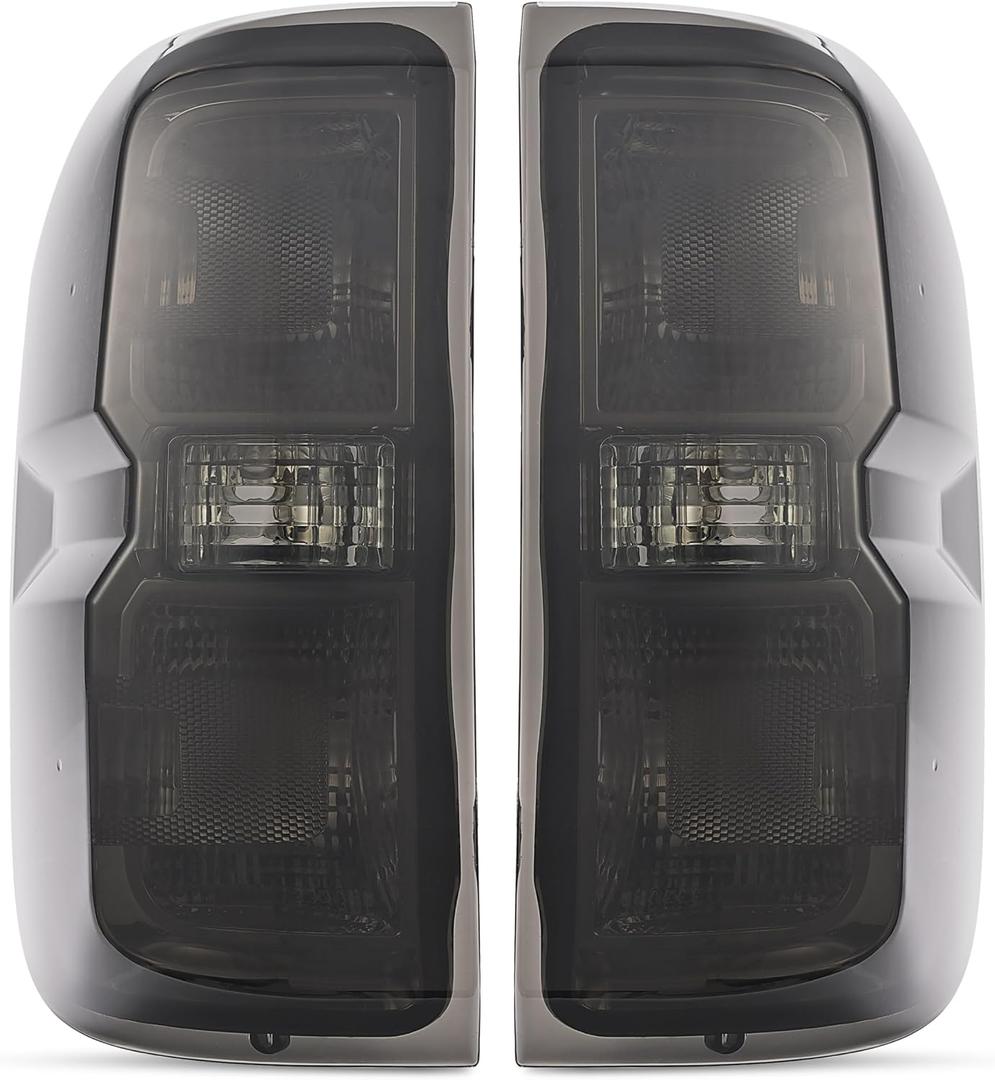 ALMULOO Tail Lights Compatible with 2014-2018 Chevy Chevrolet Silverado 1500 2500HD 3500 HD GMC Sierra 3500 HD Dually Model LH&RH Lamp w/o Bulbs Taillights Black Housing Smoke Lens