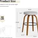 Swivel Bar Stools Set of 2, 26 Inch Counter Height Backless Bar Stools, Fabric Upholstered Seat, Sturdy Curved Wood Legs, Mid-Century Modern Island Stools for Kitchen Bar, Dining Room, Gray