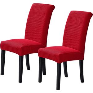 Stretch Chair Covers for Dining Room Set of 2, Removable Washable Dining Room Chair Covers, Dining Chair Slipcovers Seat Protector, Great for Home Decor and Banquet (Ruby, 2 Pack)