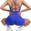 SUUKSESS Women 2 Piece Workout Sets Padded Tank Tops Tummy Control Leggings Gym Outfits (Blue, XL)