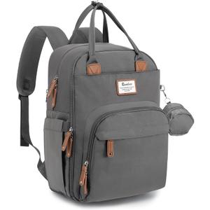 RUVALINO Diaper Bag Backpack, Multifunction Travel Back Pack Maternity Baby Changing Bags, Large Capacity, Waterproof and Stylish, Iron Gray, 11.8x7.8x16.5 Inch