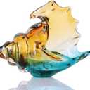 DOVDOV Hand-Blown Glass Conch Sculpture, Coastal Home Decor Conch Horn, Glass Art Seashell Ornament, Office, Living Room Tabletop Centerpiece, Bathroom Shelf top and Cabinet Decoration.