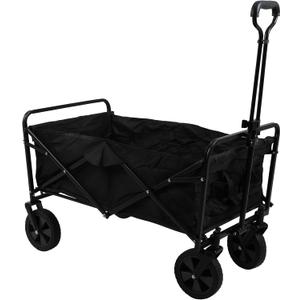 BLKMTY Collapsible Wagon Folding Outdoor Utility Wagon Heavy Duty Beach Cart Outside Camping Large Capacity Foldable Grocery Wagons for Garden Sports Shopping, Black