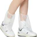 20 Pcs Disposable Waterproof Shoe Covers for Rain, Clear Durable Non-Slip Plastic Rain Shoe Covers for Adults & Kids, Perfect for Water Parks, Travel and Outdoor Activities (Clear, adults)