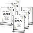 Acrylic Sign Holder 8.5X11 Clear Sign Holder,Double Sided Flyer Holder, Table Menu Holder Display Stand for Wedding Table Number Black (6pcs)