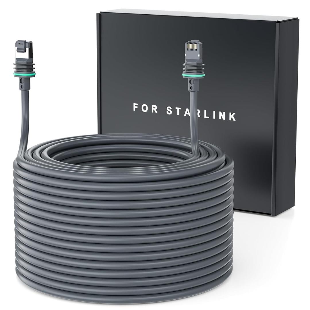 for Starlink Gen 3 Cable 150FT/46M,linkoostar for Starlink Cable Gen 3 Replacement Standard V3 Cable for Starlink Rectangular Waterproof Extension Ethernet Cable Gen 3 Accessories