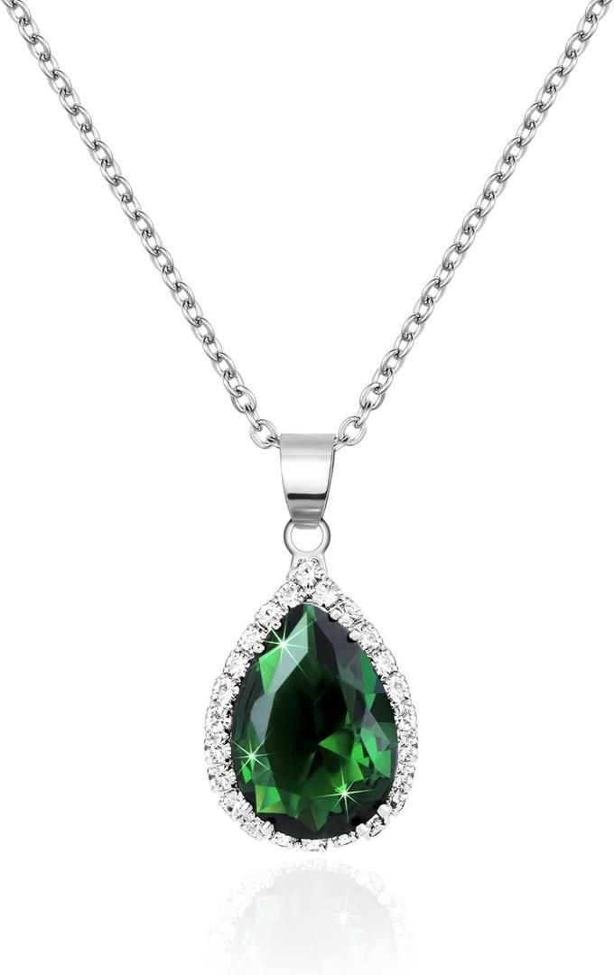 Linawe Crystal Chain Necklace for Women Trendy, Imitation Diamond Pendant, Statement Cubic Zirconia Boho Jewelry Set, 14K Gold/Rose Gold/Silver Birthstone Necklace