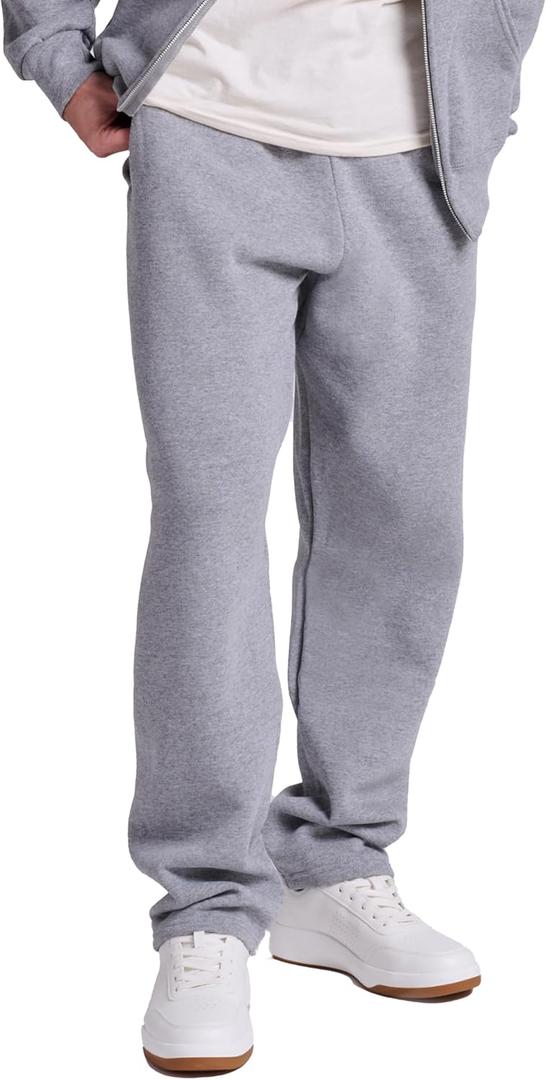 Russell Athletic Men's Dri Power Fleece Open Bottom Sweatpants with Pockets, Relaxed Fit, Moisture Wicking (Large, 1 Pack - Oxford)
