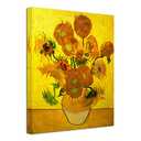 Wieco Art Abstract Flowers Giclee Canvas Prints Wall Art Vase with Fifteen Sunflowers by Van Gogh Classic Oil Paintings Reproduction for Home Decor Modern Stretched and Framed Floral Picture 23"×15"