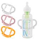 (3-Pack) Bottle Handles for Dr Brown Baby Bottles with Easy Grip Handles to Hold Their Own Bottle - BPA-Free Soft Silicone (White Pink Orange)