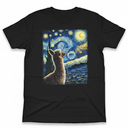 Funny Alpaca Shirt Alpacas Van Starry Night Painting Alpaca T-Shirt, M 