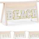 Etercycle Boho Patch BEACH Makeup Bag, Clear PVC Travel Toiletry Bag Waterproof Beach Bags for Women, Small Chenille Letter Bag With Zipper for Beach Travel Essentials