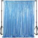 ShinyBeauty Baby Blue Sequin Backdrop Curtain 5FTx10FT Glitter Backdrop for Parties Shimmer Photo Booth Drapes Sparkle Sequence Fabric Background for Baby Shower Reception