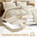 Sanracie Queen Size Comforter Set, Washed Cotton Linen Feel Bedding Comforter Sets 3 Pieces(1 Solid Wheat Colored Comforter +2 Pillowcases) Soft Lightweight Aesthetic Bedding Sets Queen All Season