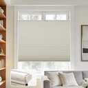 Joydeco No Tools No Drill Blinds for Indoor Windows, Cordless Window Blinds Cellular Shades Top Down Bottom Up Blackout Honeycomb Blinds Thermal Insulated Noise Reduction (Beige, 22" W x 64" H)