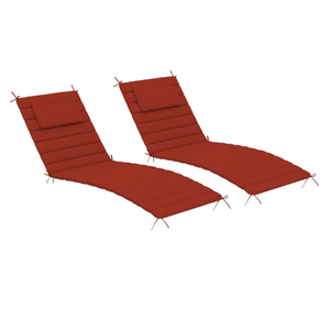 Sundale Outdoor Olefin Quilted Lounge Cushion Set of 2, Patio Foldable Chaise Lounger Cushion, Water-Resistant Lounge Chair Pad with Straps Red, 80 x 26 inches