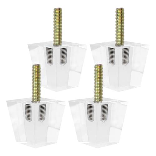 LC LICTOP Clear Acrylic Couch Legs, 2 Inch Height Square Support for Furniture Table Chair Desk Cabinet, M10 Bolt, 2 Inch Width, 4 Pcs Transparent Sofa Feet