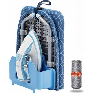 APEXCHASER Ironing Board Small with Iron Holder, Tabletop Small Iron Board with 2 Heat Resistant Ironing Covers, Portable Tabletop Ironing Board with Non-Slip Feet for Home Travel Use (Blue)
