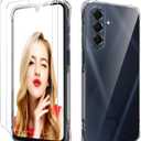 For Galaxy A17 5G Case with 2 PCS Screen Protectors,Girls Women Slim Flexible TPU Bumper Shock Absorption Rubber Soft Cover for Samsung Galaxy A17 5G (Clear, Samsung Galaxy A17 5G)