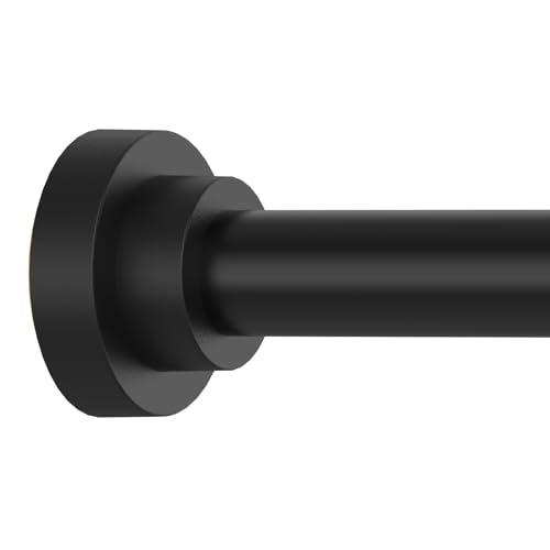 Thestoa Shower Curtain Rod Adjustable 43-78 inch, 1"Diameter Spring Tension Curtain Rod No Drill, Anti-Rust Non-Slip Shower Rod, Black Shower Curtain Rod for Bathroom Tension