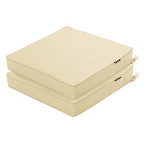 Comcaver Outdoor Chair Cushions 16 x 17 Inch Water Resistant Patio Chair Cushions with Tie 3 Year Color Fastness Thick Outdoor Seat Cushion for Garden Lawn Patio Furniture Beige Set of 2