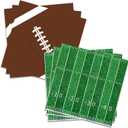 50 Count Football Party Paper Napkins  25 Football Design and 25 Field Design, Disposable Beverage Cocktail Napkins for Game Day, Sports Birthday, Tailgate, and Team Celebration Decorations