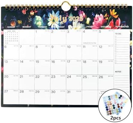 Calendar 2025-2026 - Durable Thick Paper, Includes July 2025 to December 2026, 11 x 8.5 Inches for Home & Office Planning With Holiday Marking Stickers (B) 2Pack