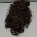 LONAI 23 Inch Brown Curly Wig with Bangs WIG006 Long Vintage Hairstyle with Curly Fringe Synthetic Wig for Women Daily Use Party-Brown