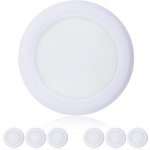 TOPELER 6Pack Dimmable LED Surface Mount Downlight, 15W 1000Lm Low Profile Ceiling Light Fixture, 5000K Daylight, Installs with Junction Box or Recessed Can, ETL-Listed