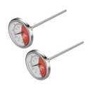 Turkey Meat Thermometer, Stainless Steel Instant Read BBQ Thermometer with 6" Long Probe, Large 2" Dial, Grill Heat Indicator for Baking, Temp Gauge for Turkey&Wood Charcoal Grill Pit, KAMADO, 2 Pack