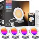 Lumary 6 Inch Smart WiFi Recessed Lighting, RGBWW Canless LED Wafer Downlight, 13W 1000Lm Color Changing, Ultra-Thin w/Anti-Glare Baffle, Compatible with Alexa/Google/Remote-Included, 4PCS