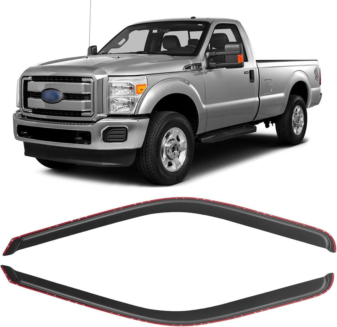 in-Channel Window Visors Rain Guards for 1999-2016 Ford F250 F350 F450 F550 Super Duty, Window Vent Wind Deflectors Visors Shades for 2000-2016 F650 F750 Standard Cab (for 2 Front Doors Only)