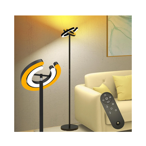 loor Lamp for Living Room, 75.5 Inch Tall Standing Lamp for Bedroom with 2 312° Rotatable Ring Lights, 36W Bright Stepless Dimmable LED Floor Light with Remote Control for Office Dining Room