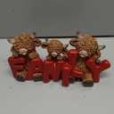 Cute Highland Cow Family Figurine Holding Red Family Letters, Romantic Resin Statue as Heartwarming Housewarming Gift, Shelf & Mantel, Unique Animal Sculpture for Family & Animal Lovers (C)
