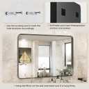 DUMOS Black Vanity Bathroom Mirror for Wall, Metal Framed Rounded Rectangular Modern Mirrors for Over Sink, 30x40 Inch for Farmhouse, Tempered Glass, Hangs Horizontally or Vertically