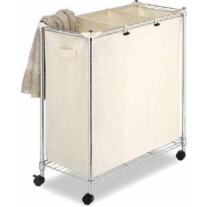 Whitmor 3 Section Rolling Supreme Laundry Sorter with Removable Canvas Bags