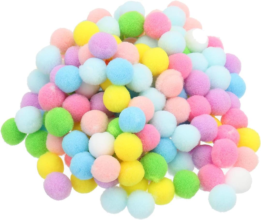 PATIKIL 0.6inch Pom Poms for Crafts, 150Pcs High Elastic Fuzzy Pastel Balls for Art Supplies DIY Creative Craft Material Handicraft Decorations, Colorful
