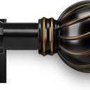 Black Curtain Rods for Windows 72 to 144 Inch 7/8" Diamete Heavy Duty Adjustable Window Curtain Rod with Decorative Finials for Farmhouse Bedroom Living Room Kitchen Outdoor (36"-150"|1 Pack)