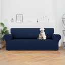 LURKA Stretch Sofa Slipcovers 1 Piece Couch Covers for 3 Cushion Couch Sofa Furniture Protector Full Sofa Covers with Elastic Bottom for Kids and Dog (Large, Navy)