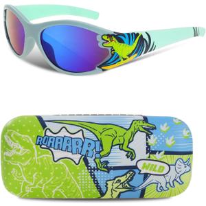 Kids Sunglasses Boys Eyeglasses UV Protection Toddler Sunglasses with Case for Holidays Beach Party Gifts