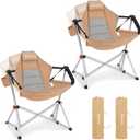 KingCamp Hammock Camping Chair, Swinging Portable Camp Chairs for Adults, 400lbs Heavy Duty Oversized Folding Rocking Chair with Adjustable Recline, Aluminum Alloy Frame for Outdoor Patio Beach Sport Khaki-2 Pack