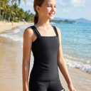 Beautyin Girls Tankini Swimsuit 2 Piece Bathing Suit Adjustable Straps Tween Tankini Swim Top & Shorts Swimwear 14Y (Black)